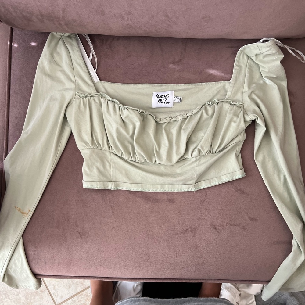 princess polly green long sleeve crop top